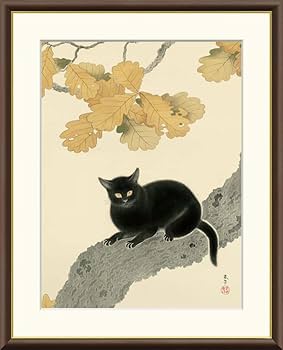 Amazon.co.jp: JHA 絵画 アート額絵 日本の名画 菱田春草「黒き猫